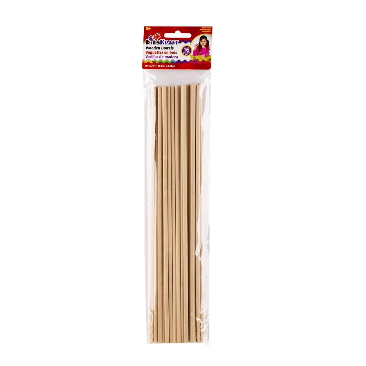 WOOD DOWELS 16PK