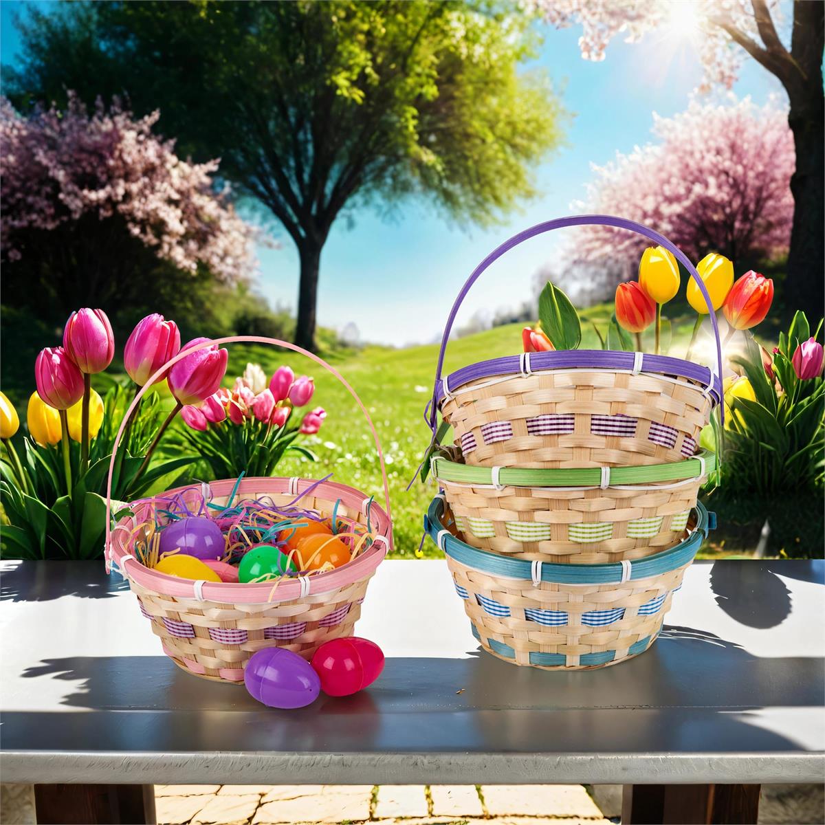 EASTER BASKET BAMBOO 7.5IN