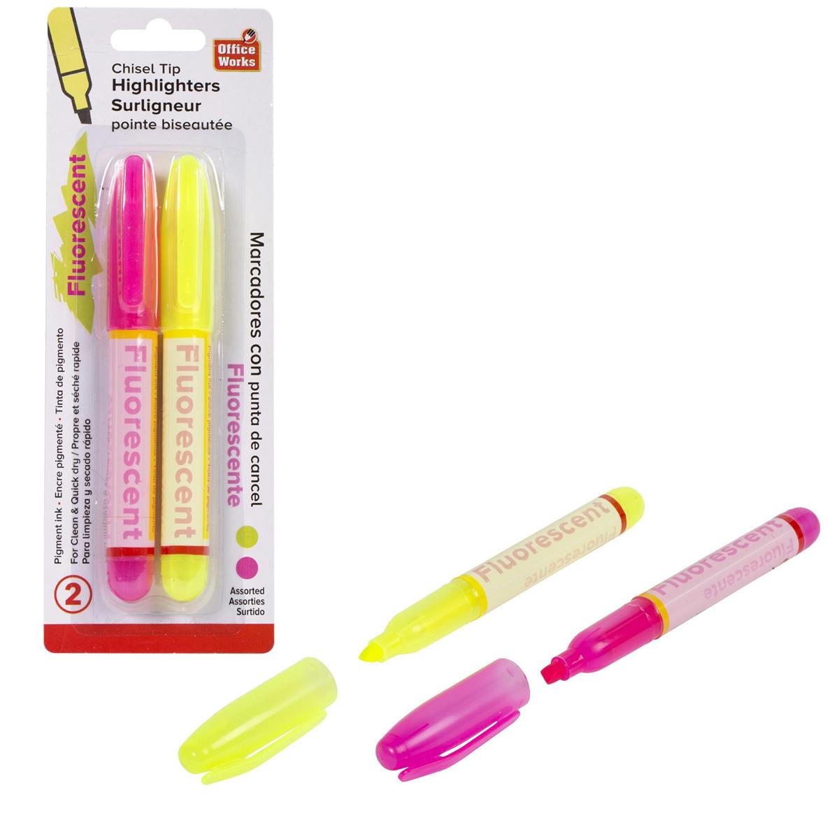 HIGHLIGHTER CHISEL TIP 2pk