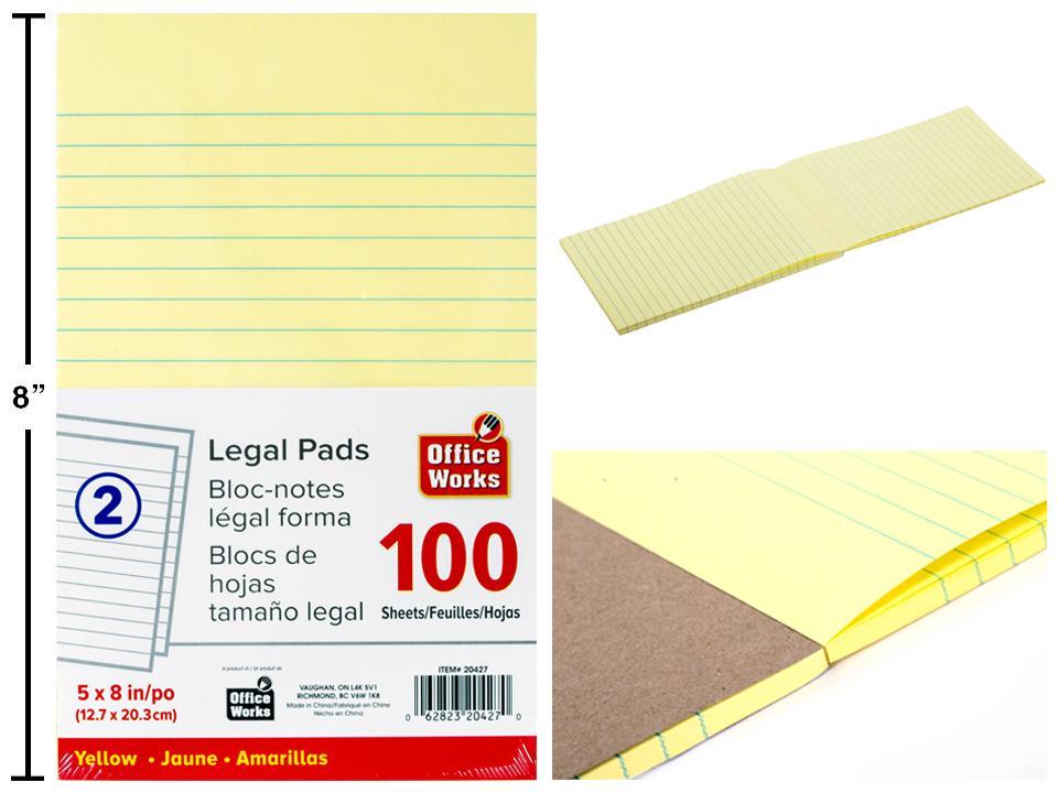 LEGAL PAD YELLOW 5x8in