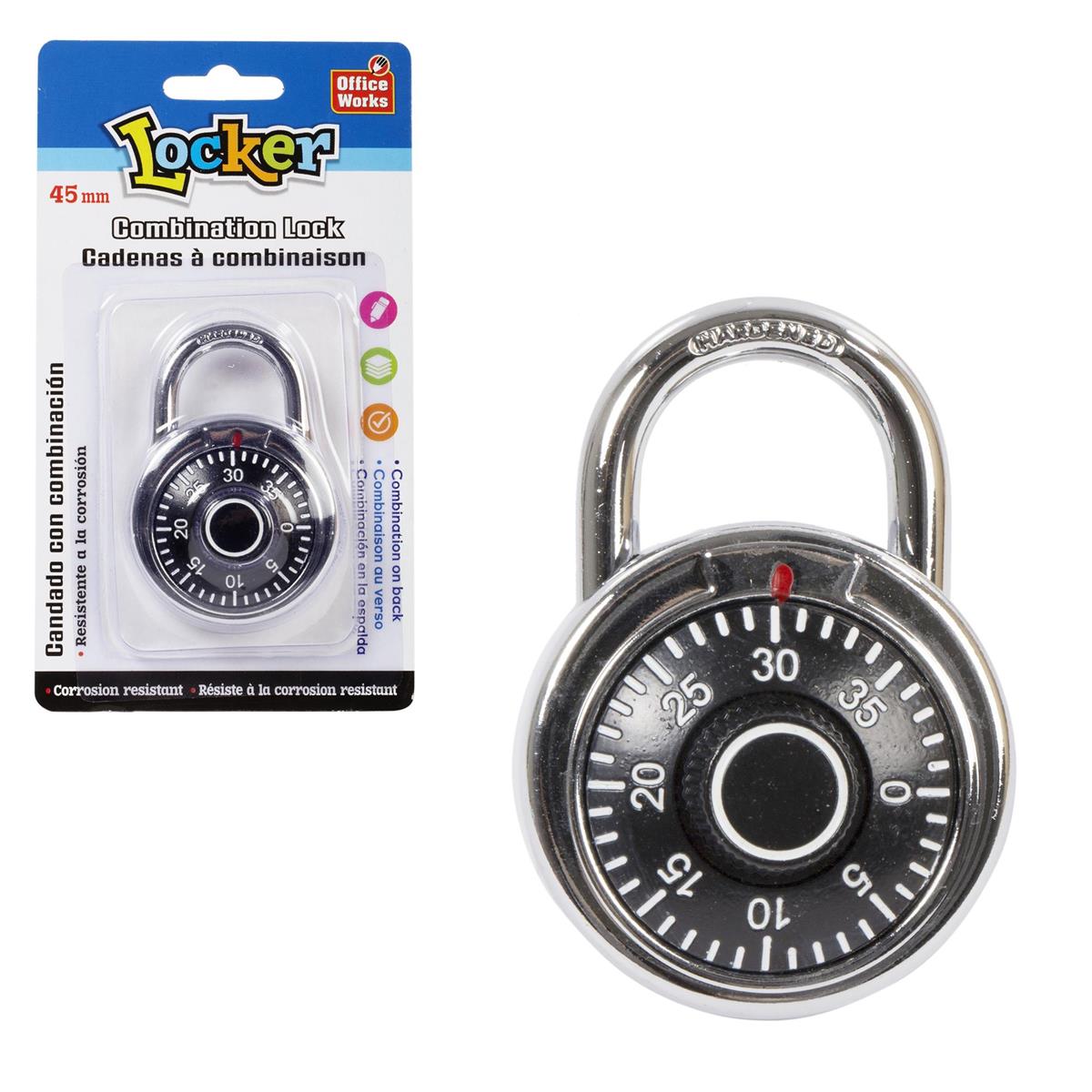 COMBINATION LOCK 45mm CHROME