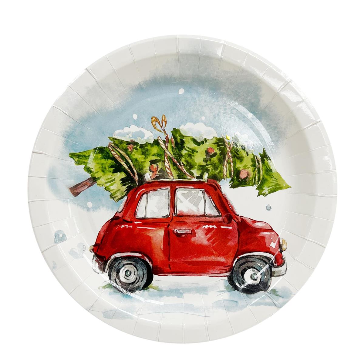 XMAS PLATES TRUCK wTREE 7in