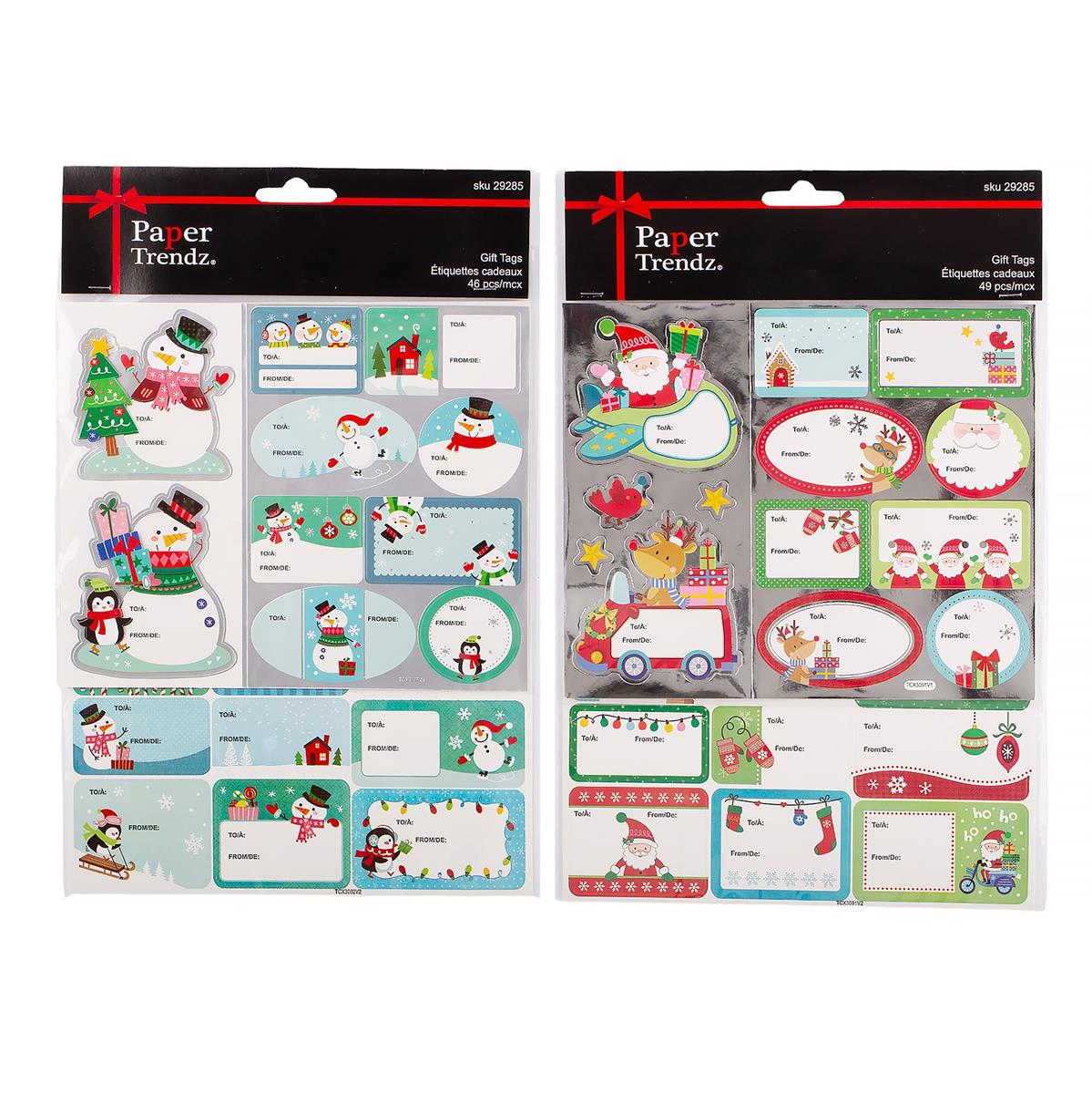 XMAS GIFT TAG STICKERS 46pc