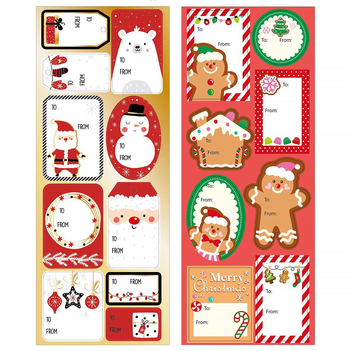 XMAS GIFT TAG STICKERS 2 SHEET