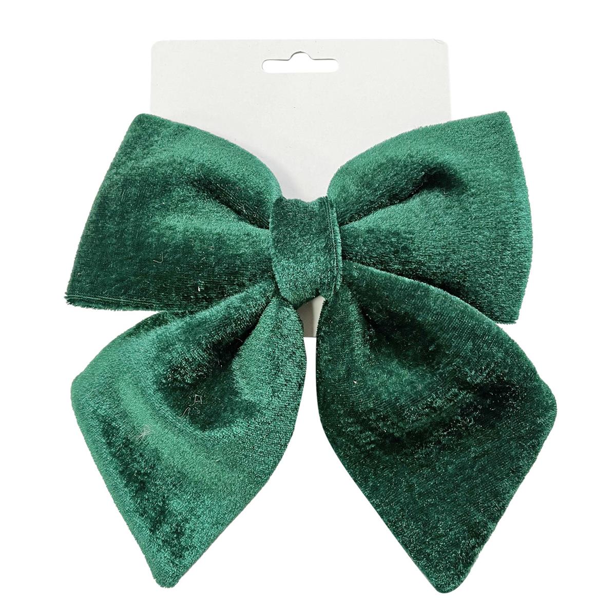 BOW GREEN VELVET 6.5x7in