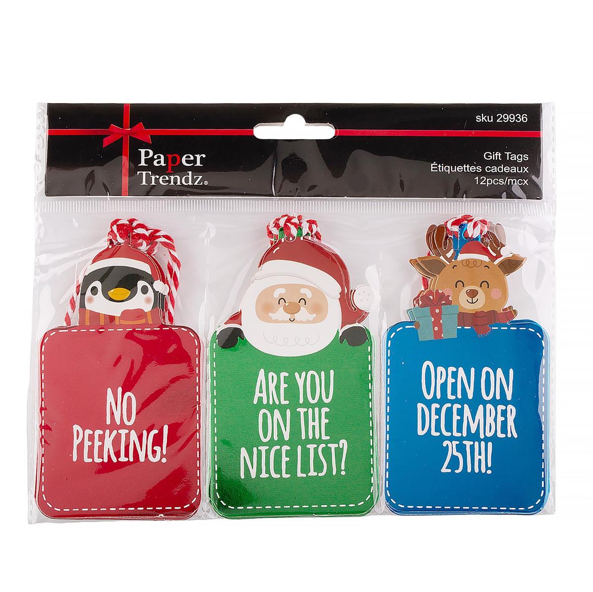 XMAS GIFT TAGS wSTRING 12pk