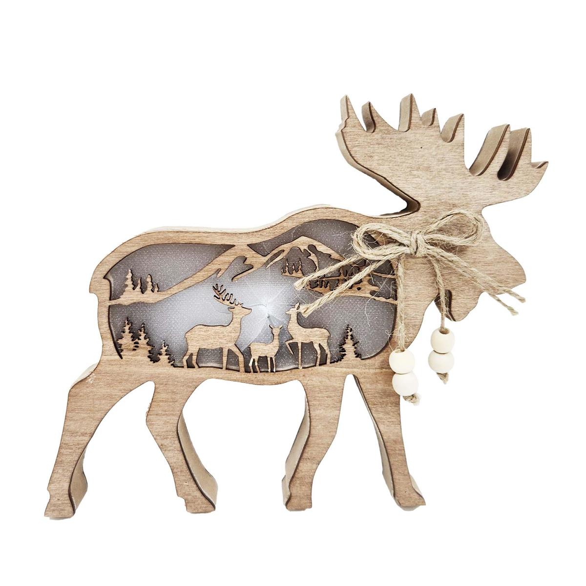 XMAS WOOD LIGHT UP TABLE DECO