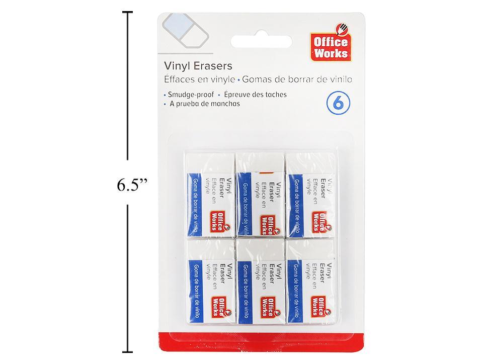 WHITE VINYL ERASER 6PK