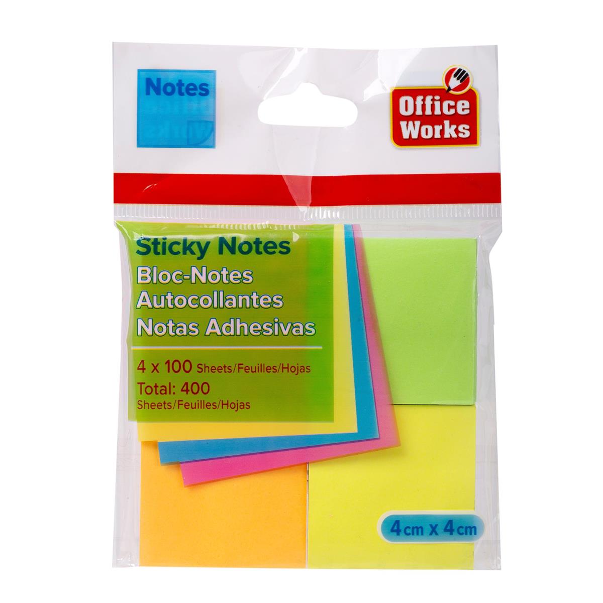 ADHESIVE MEMO NEON 400 SHEETS
