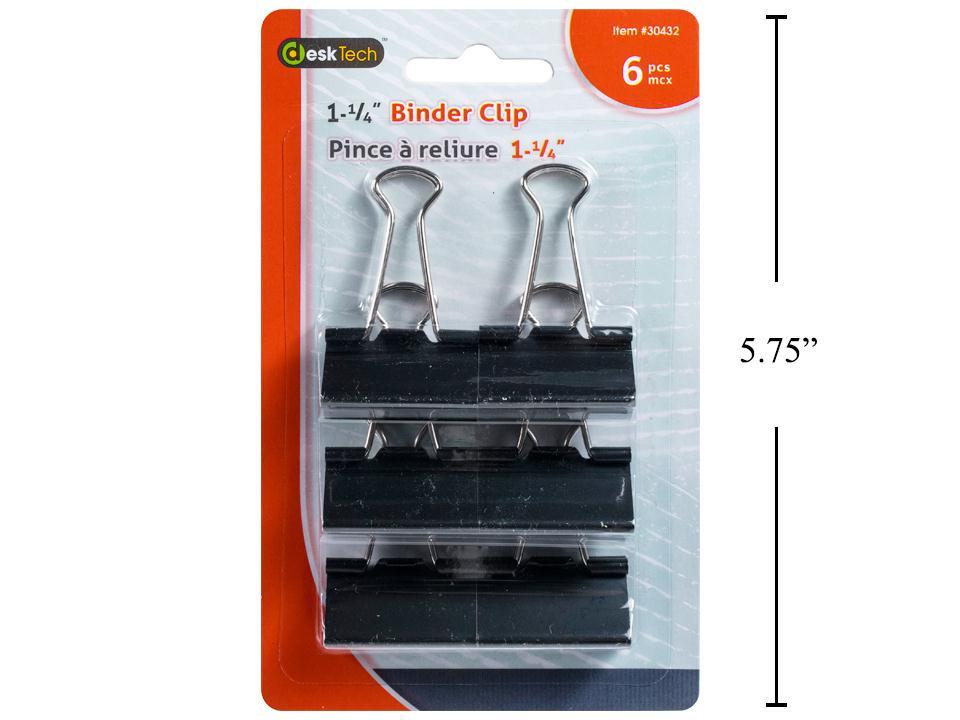 BINDER CLIP BLK 1.25IN 6PK