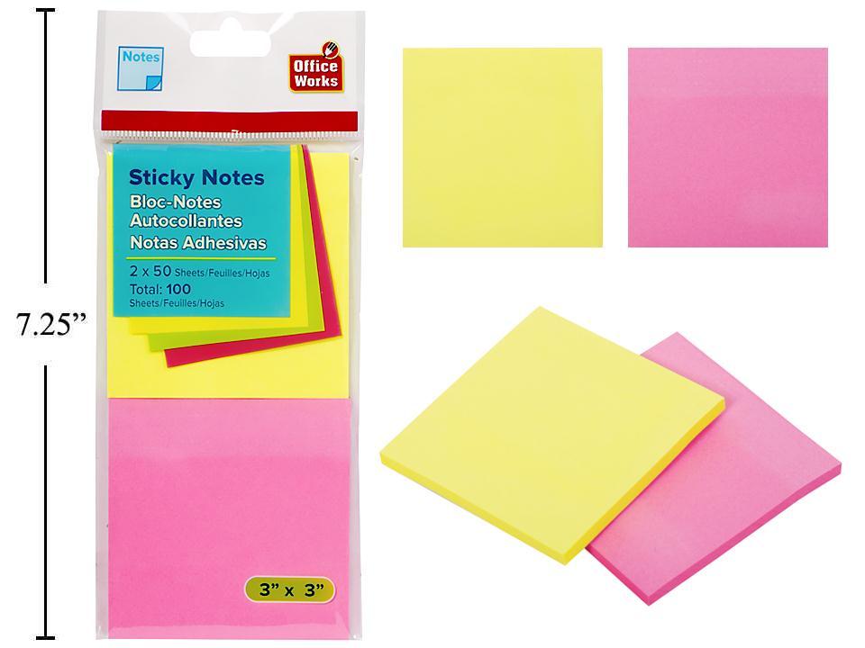 ADHESIVE MEMO NEON 2PK