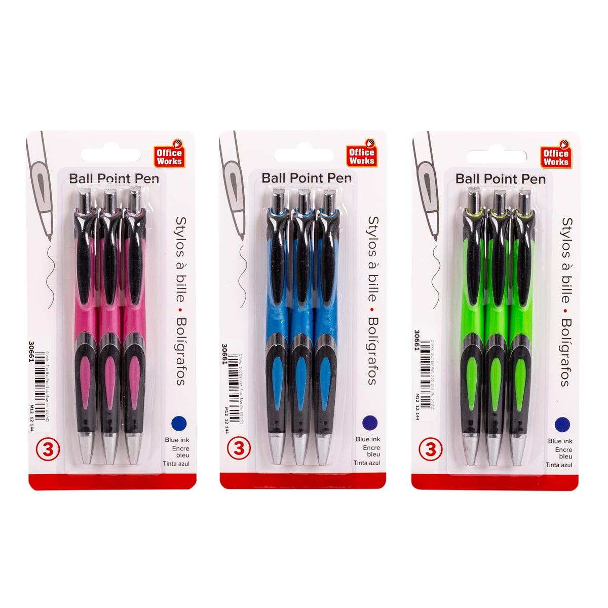 BALLPOINT PEN BLUE INK 3PK