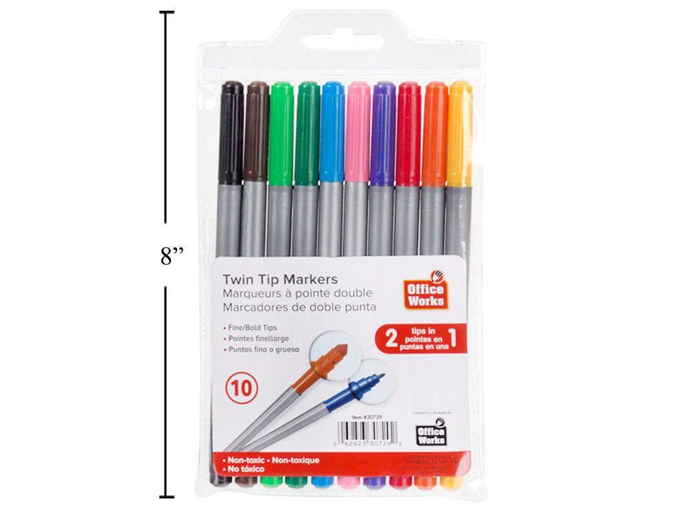 MARKERS TWIN TIP 10PK