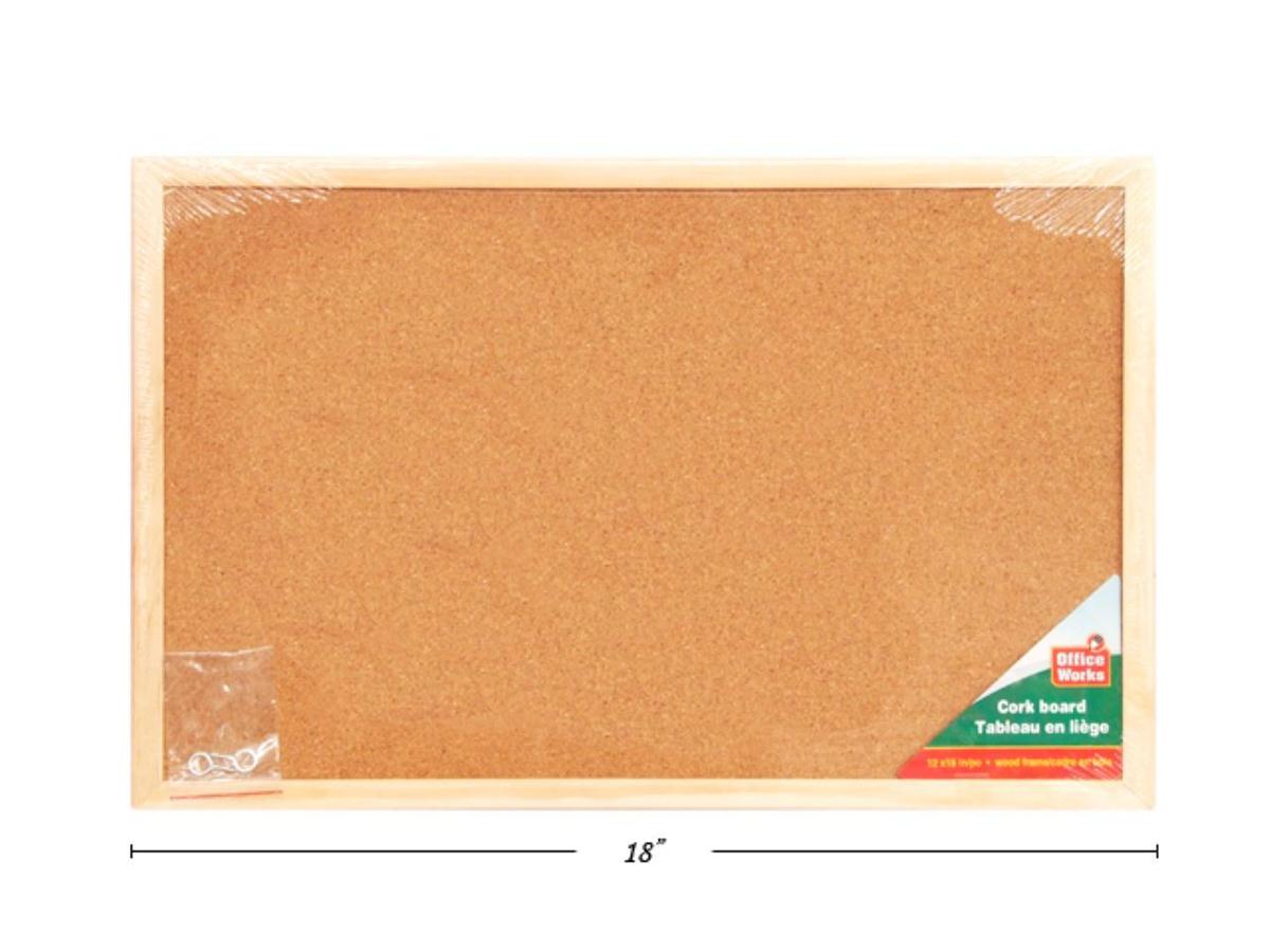 CORKBOARD wWOOD FRAME 12x18in