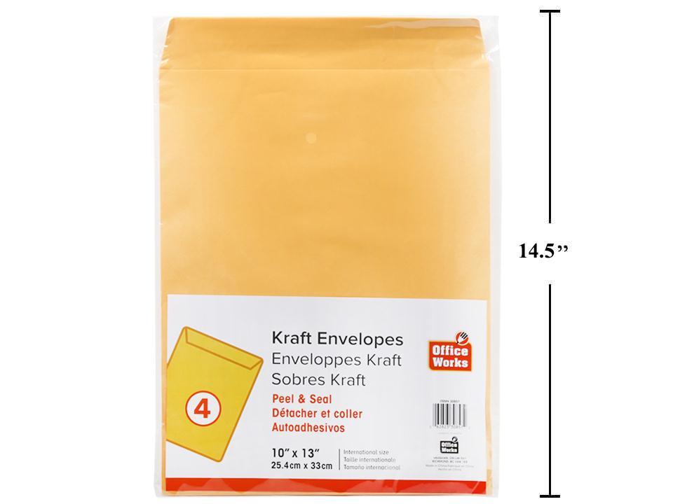 KRAFT ENVELOPE 10x13in 4pk