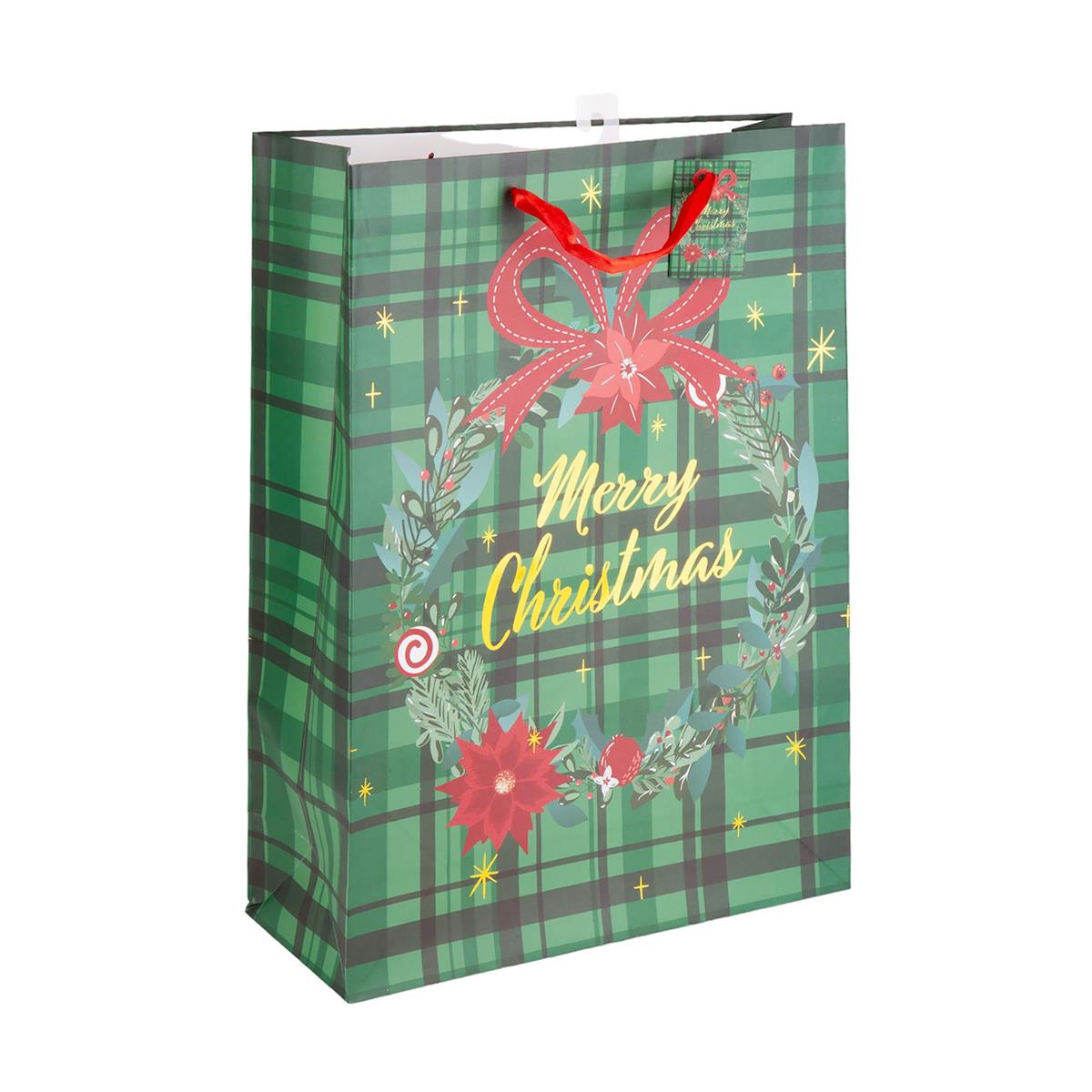 XMAS GIFT BAG TARTAN JUMBO