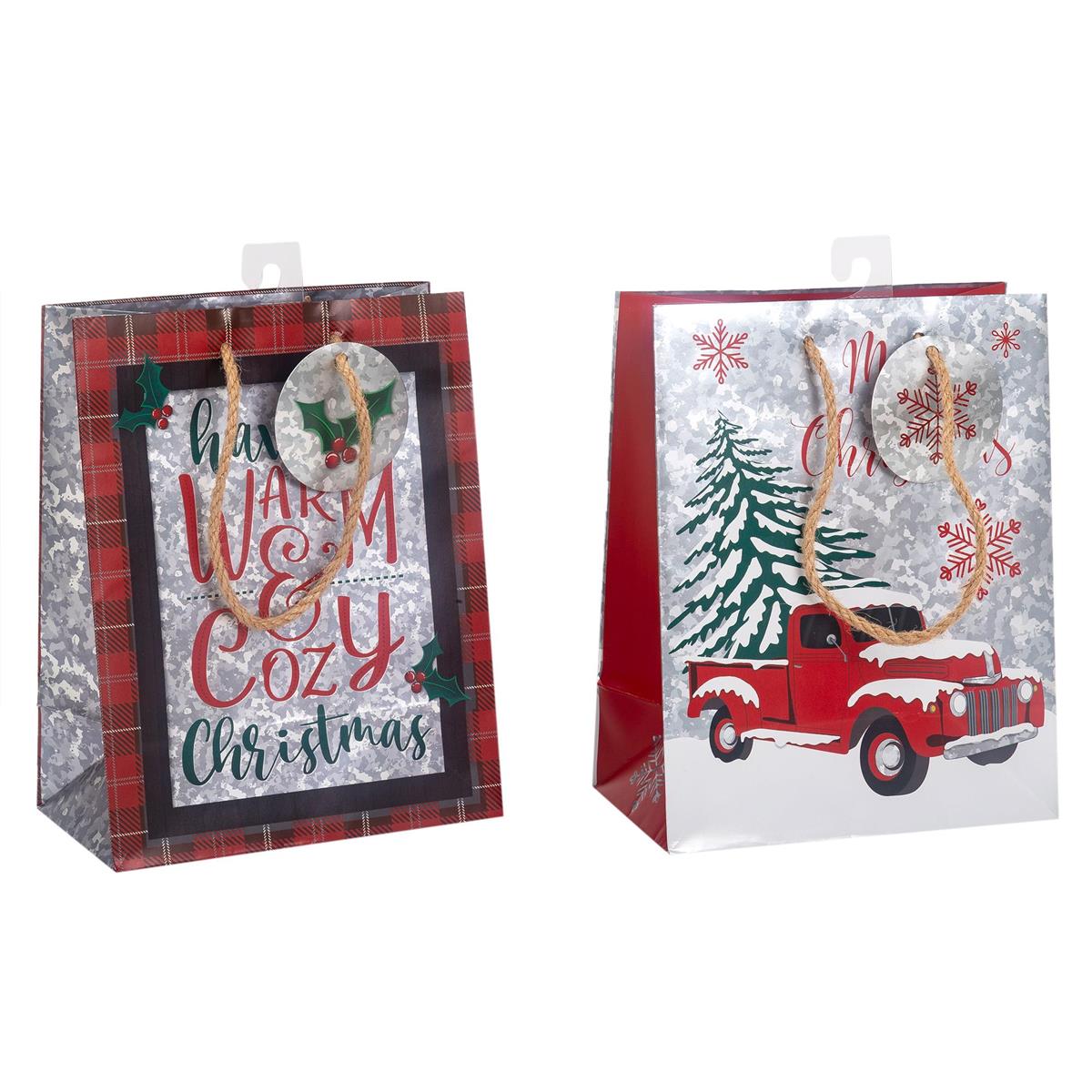 XMAS GIFT BAG GALV LOOK LG