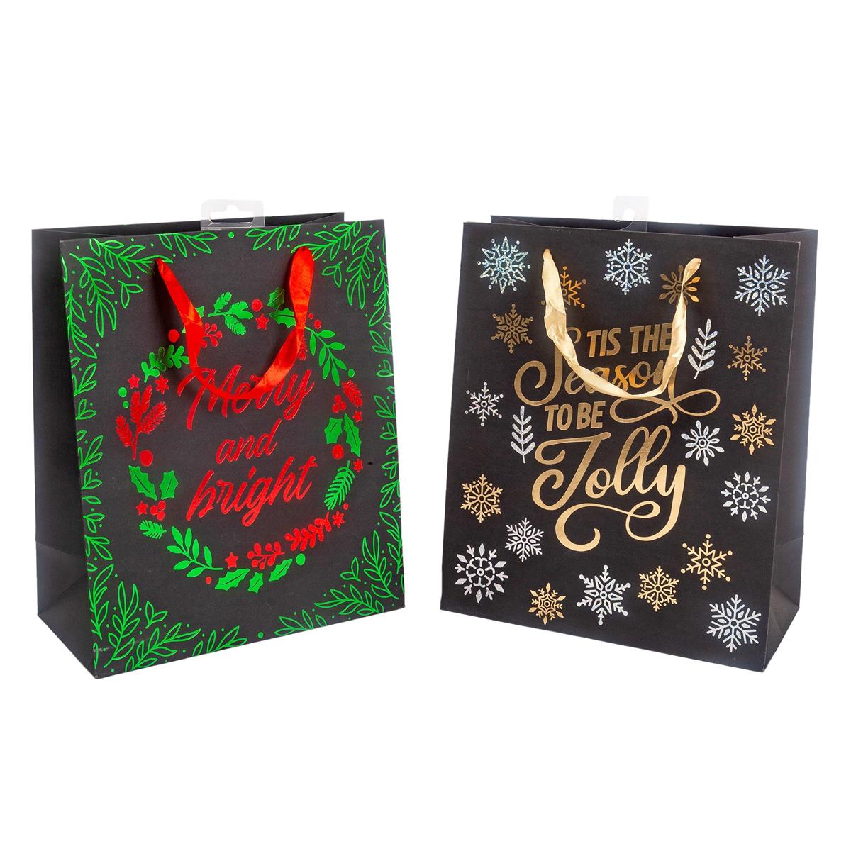 XMAS GIFT BAG BLK KRAFT LG