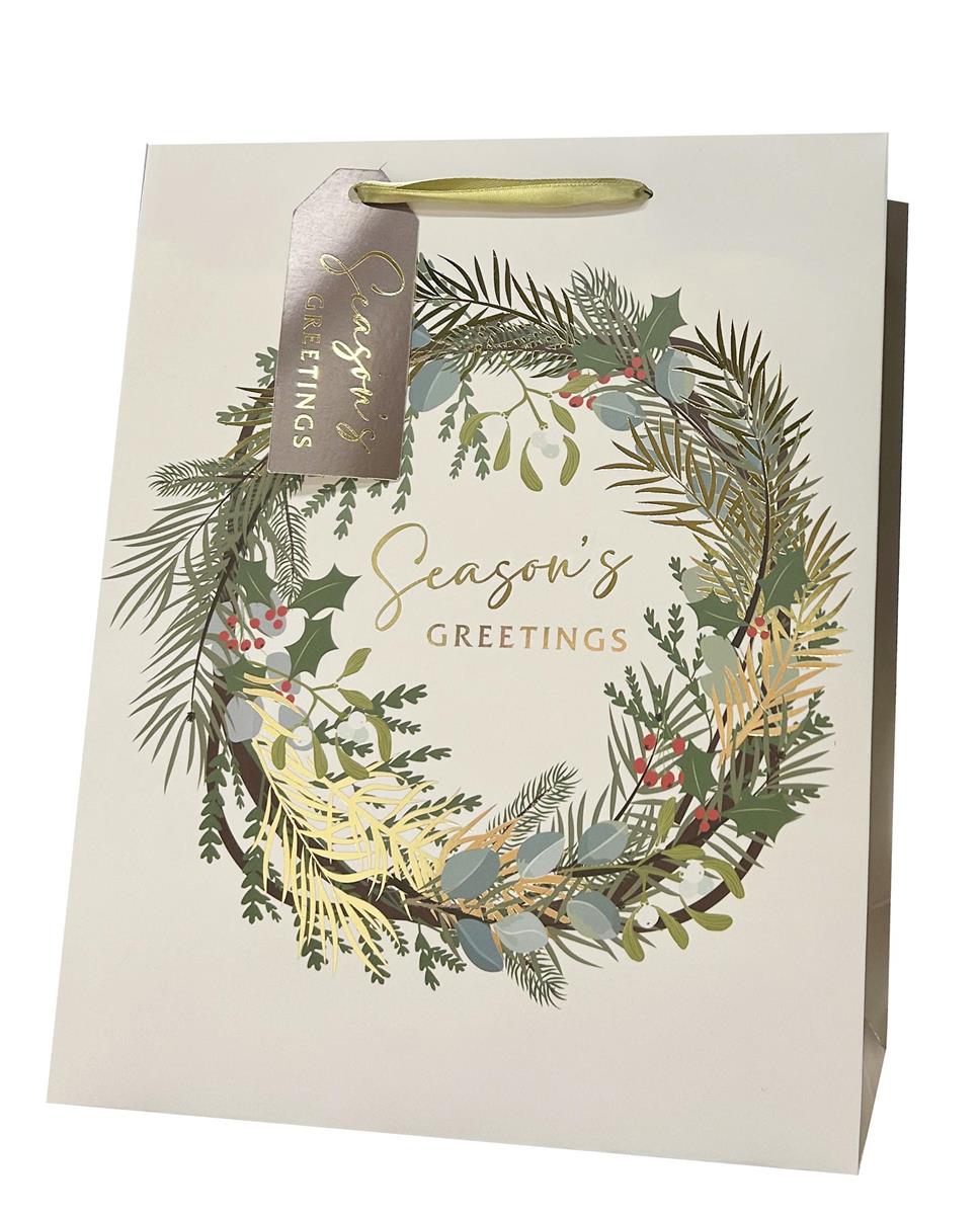 XMAS GIFT BAG wFOIL WREATH JMB