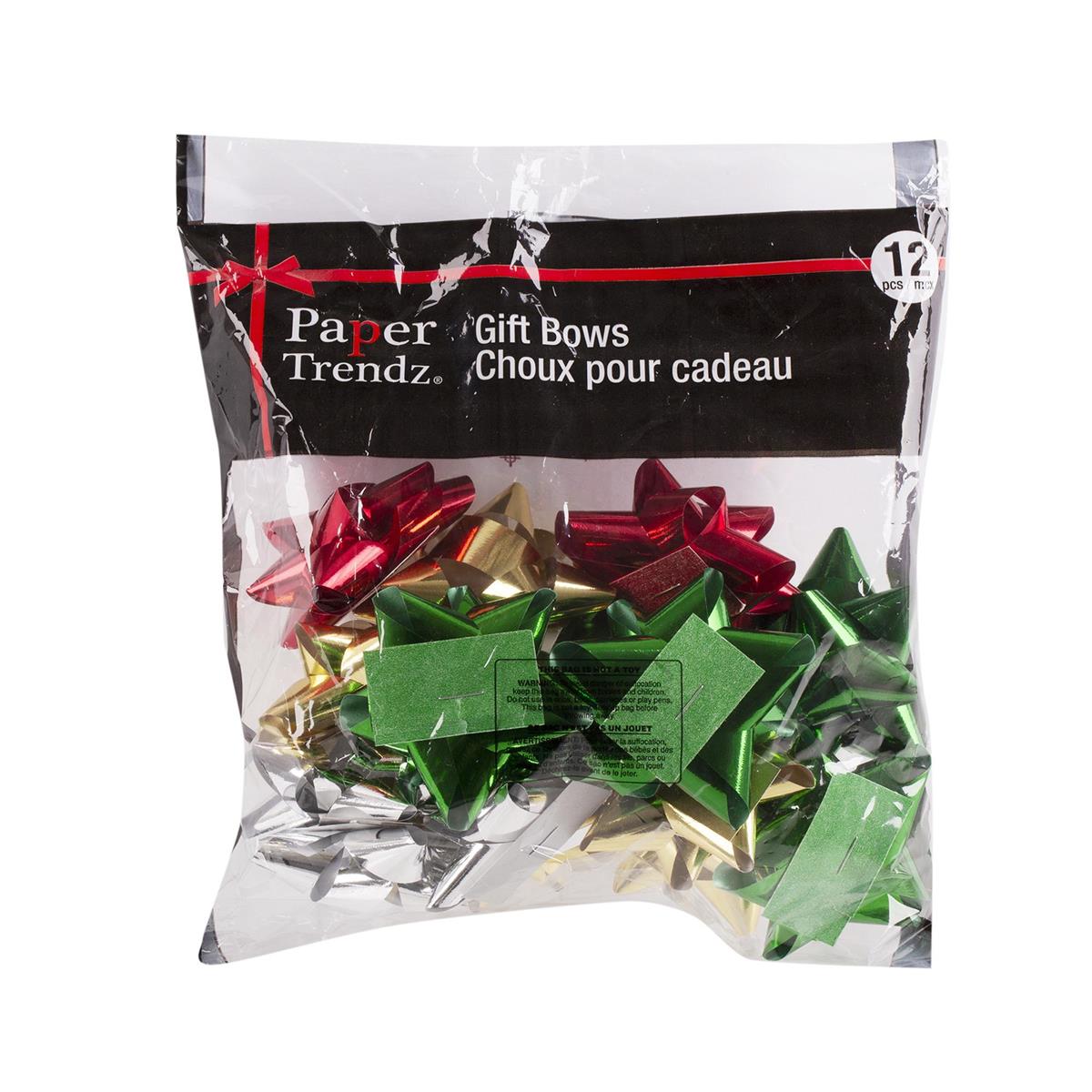 METALLIC GIFT BOWS 12pk