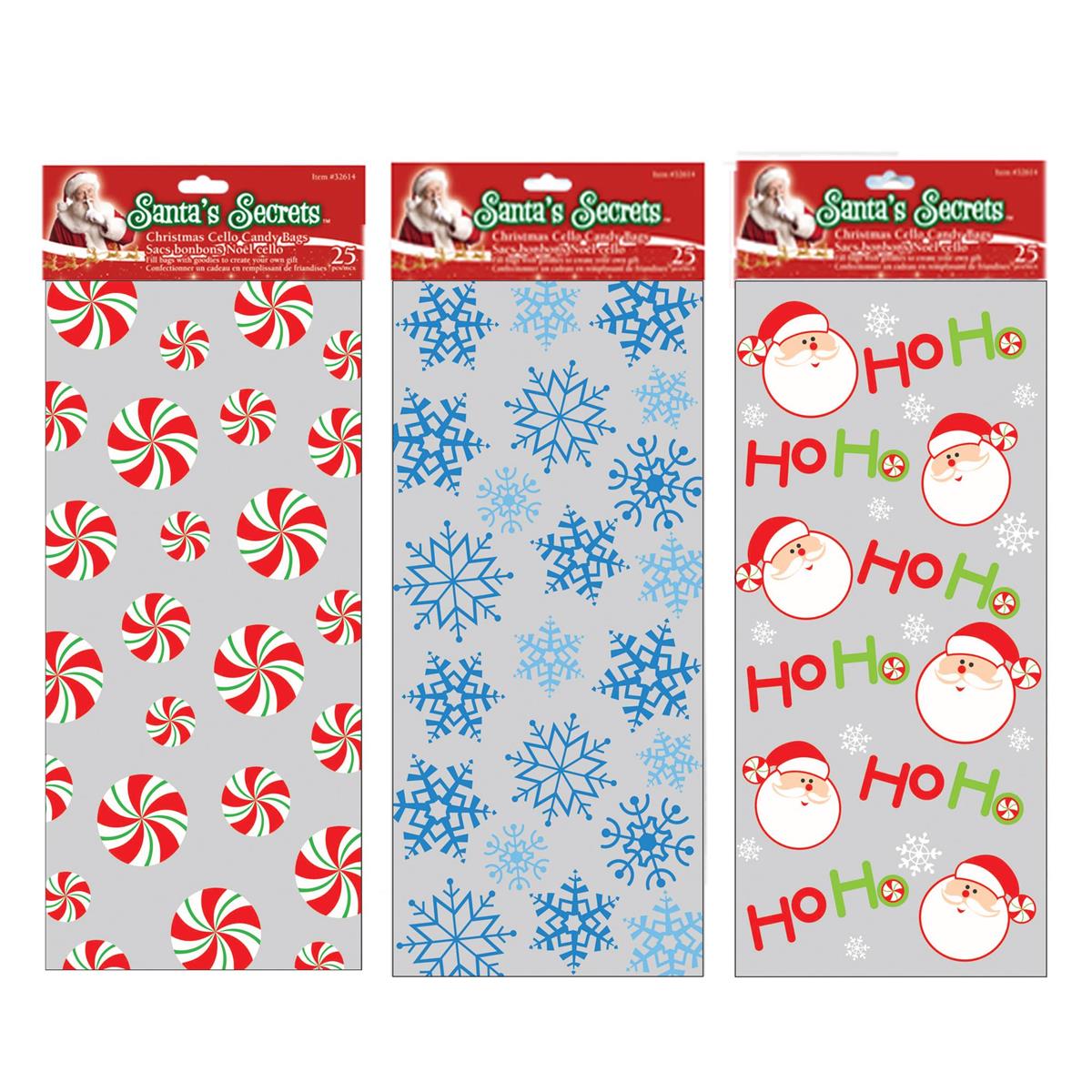 XMAS CELLO CANDY BAGS