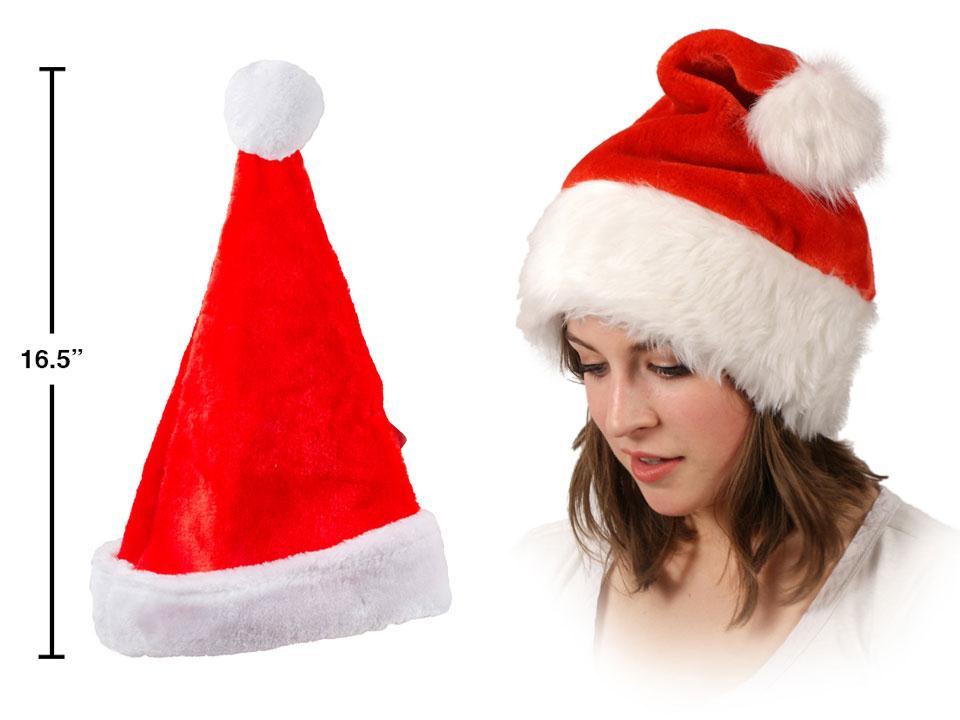 DELUXE PLUSH RED SANTA HAT