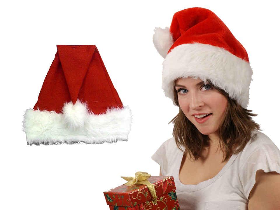 SANTA HAT WITH PLUSH TRIM