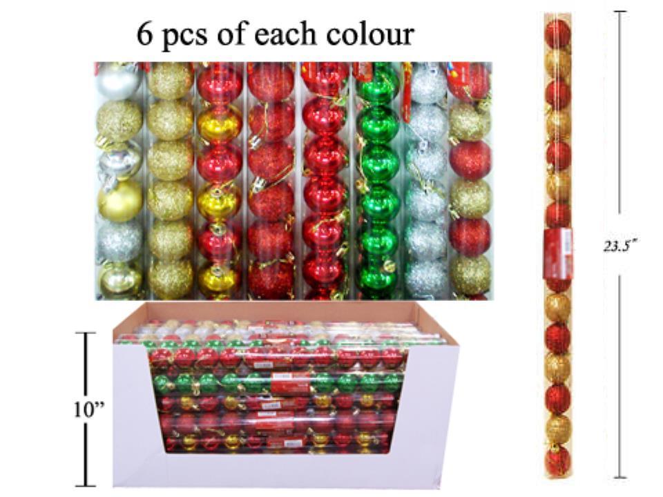 XMAS BALL ORNAMENTS TUBE 15PC