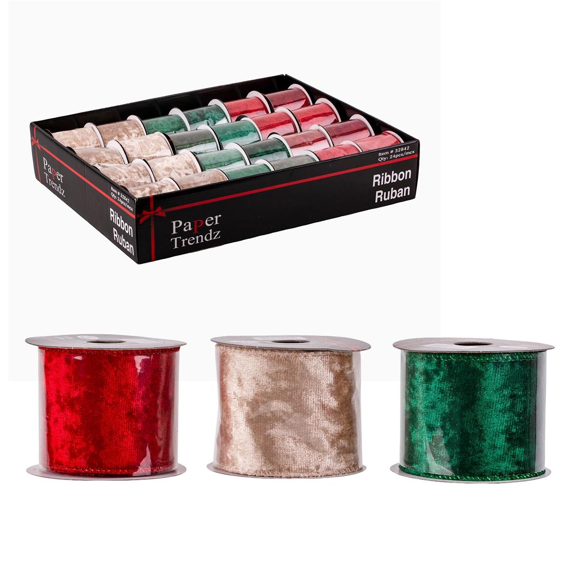XMAS WIRED RIBBON VELVET 3yd