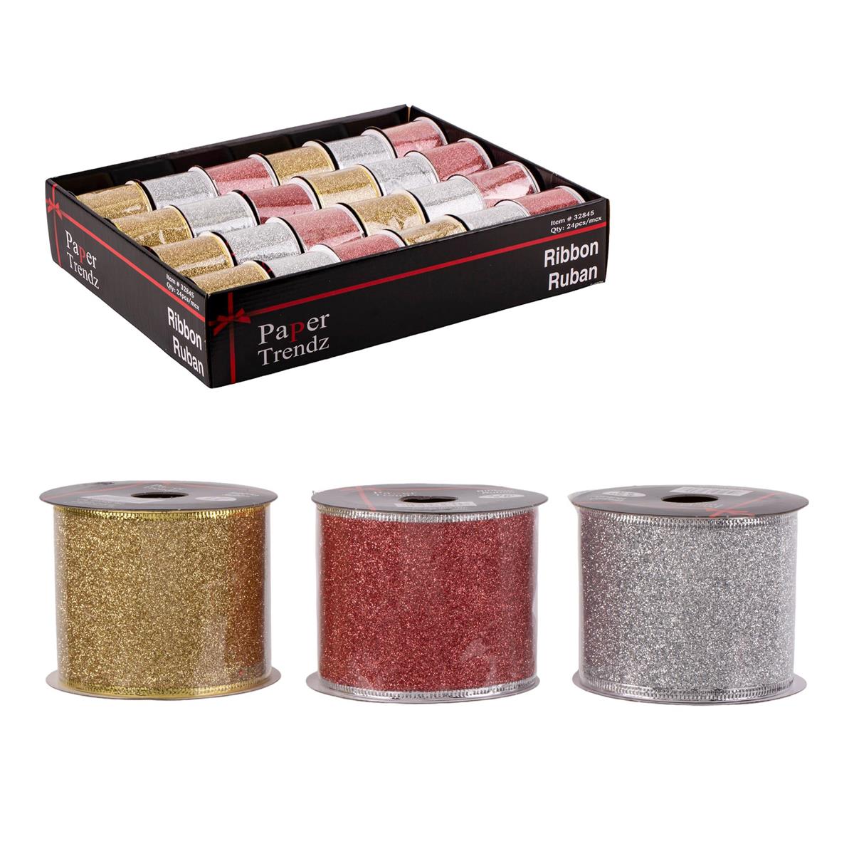 XMAS WIRED RIBBON SHIMMER 3yd