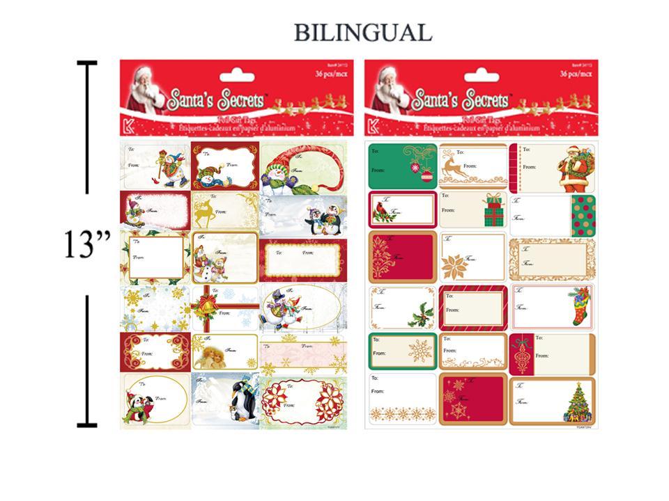 XMAS FOIL GIFT TAGS 36pk