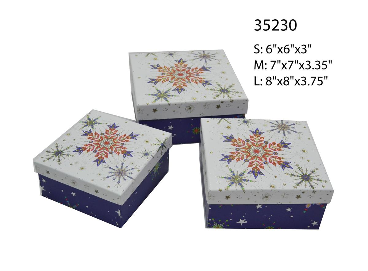 XMAS GIFT BOX SNOWFLAKE SQ SM