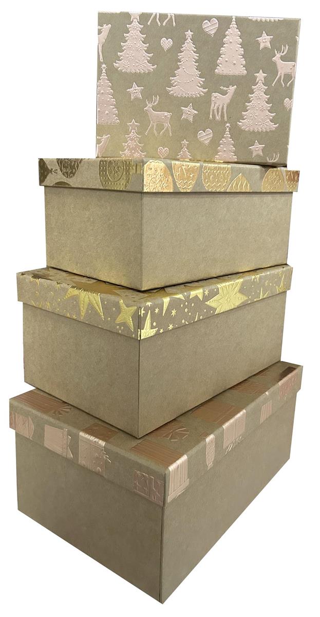 XMAS GIFT BOX KRAFT wFOIL SM