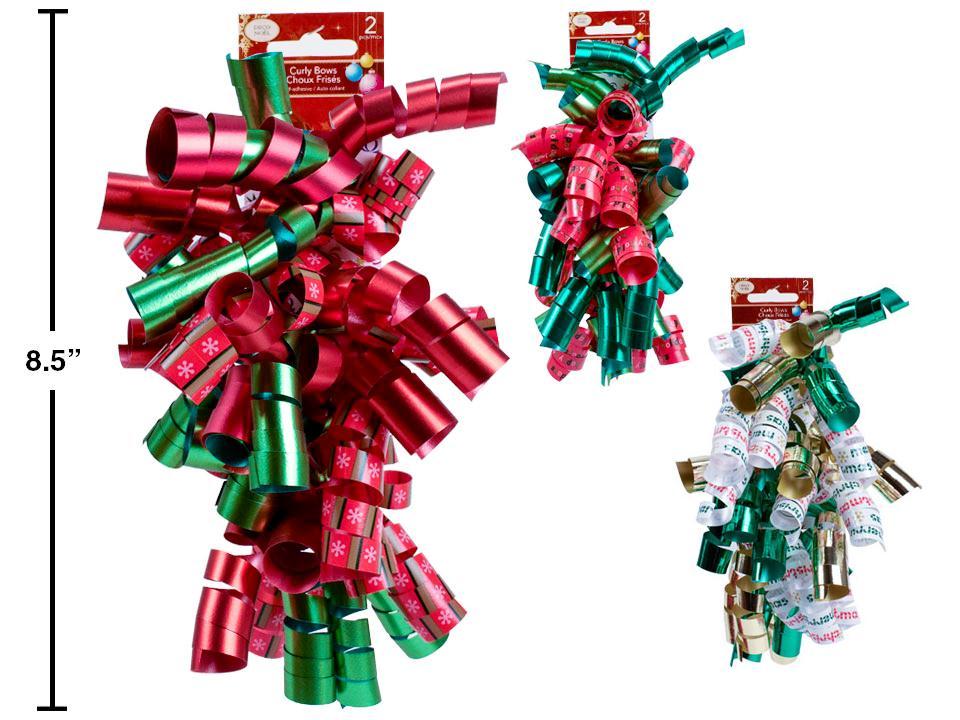 XMAS CURL SWIRL BOW 2pk