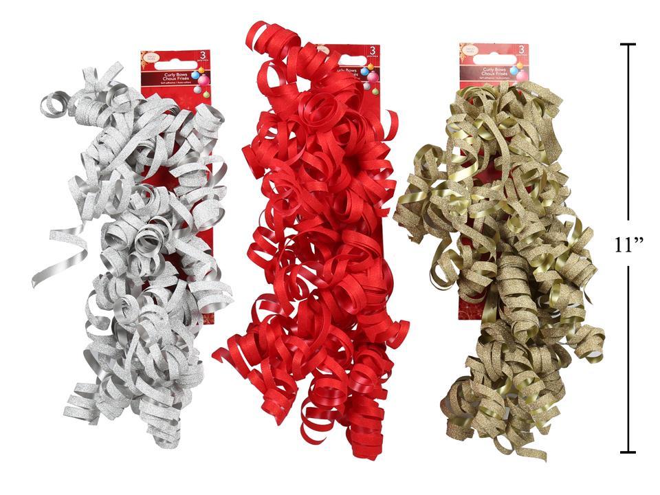 BOW GLITTER CURL 3pk