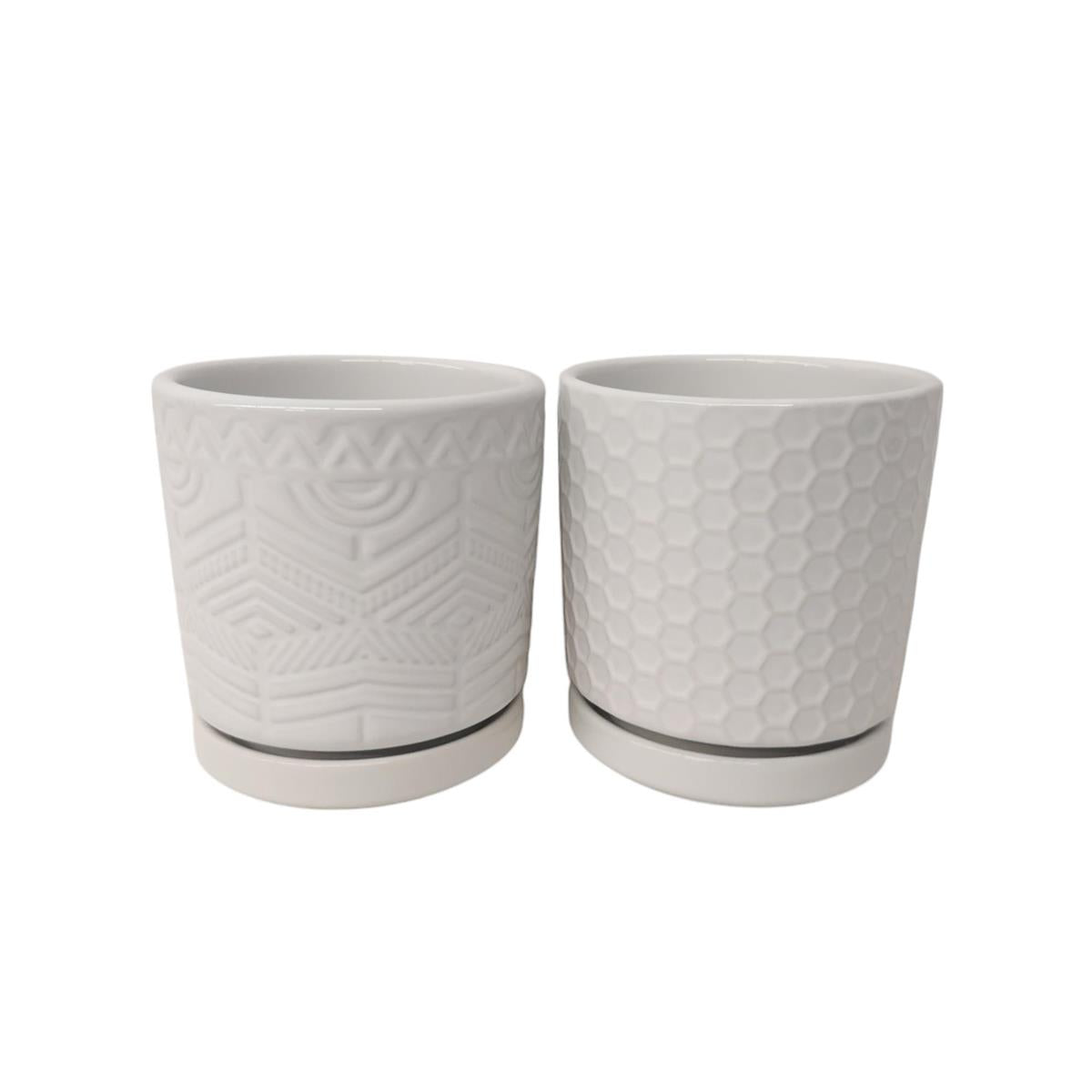 FLOWER POT wSAUCER WH 4in