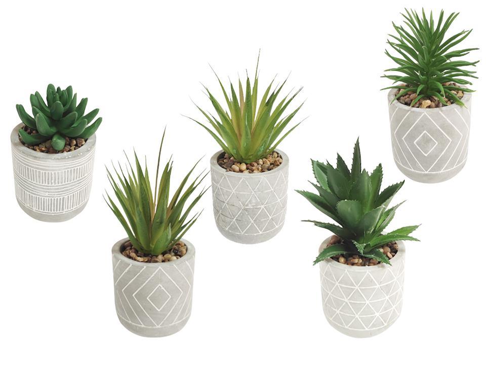 FAUX PLANT IN 3in CEMENT POT