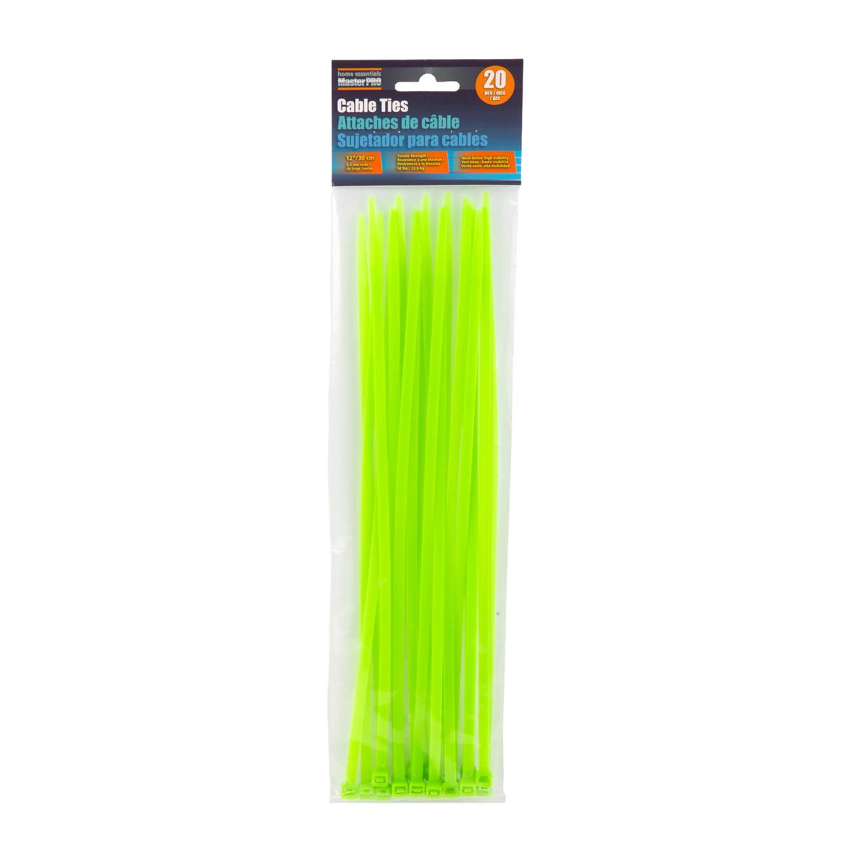 CABLE TIES NEON GREEN 20pc