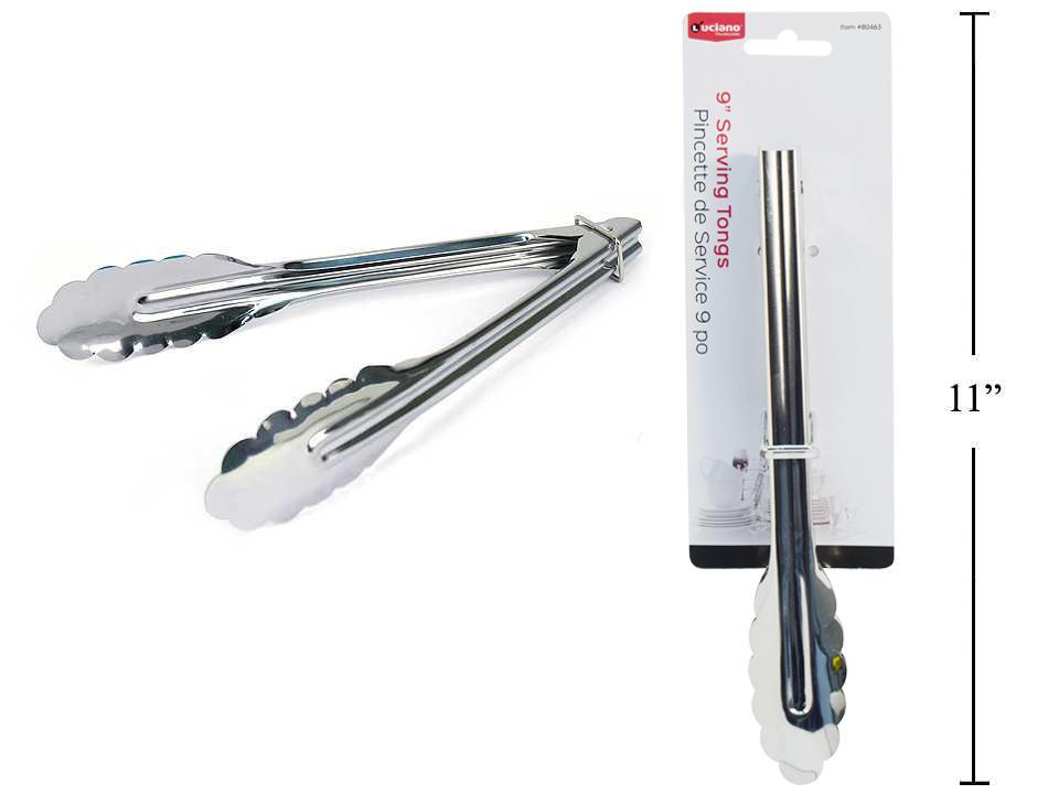METAL SERVING TONGS 9in