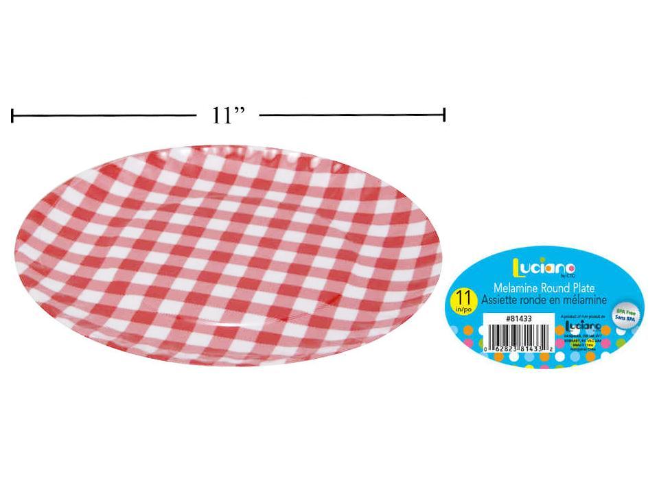MELAMINE PLATE wGINGHAM 11in