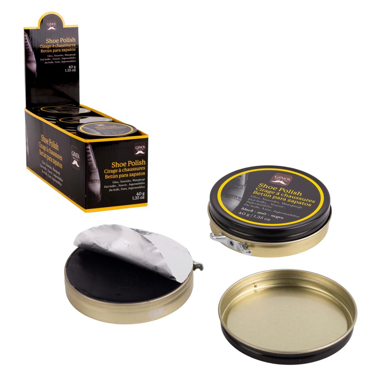 GINOS SHOE POLISH WAX BLK 40g